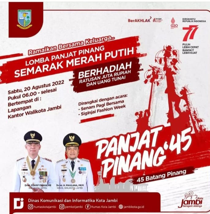 Semarak Hari Ulang Tahun Ke-77 Republik Indonesia, Pemkot Jambi Adakan Berbagai Lomba