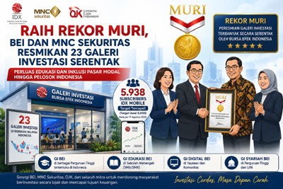 Raih Rekor MURI, BEI dan MNC Sekuritas Resmikan 23 Galeri Investasi Serentak